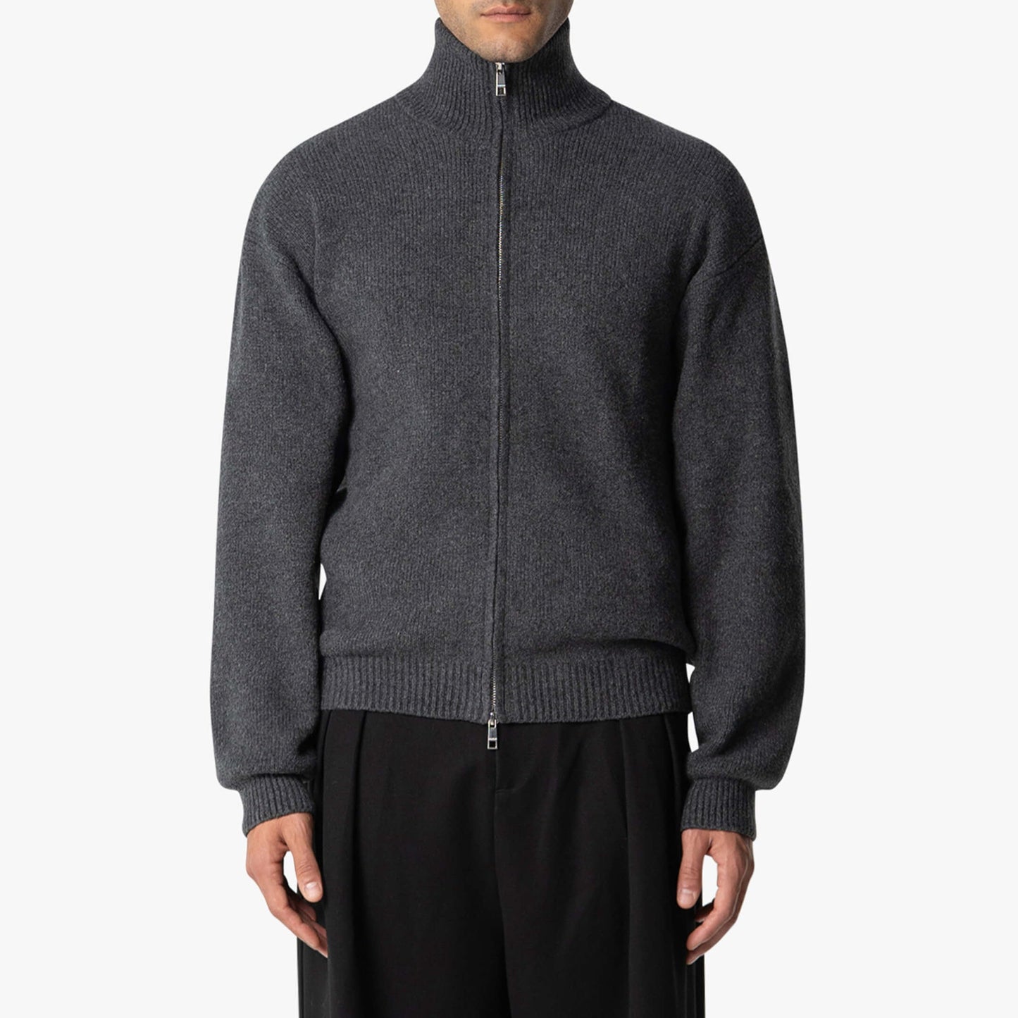 Warm High Neck Mens Knitted Zip Jacket - BritishElegance