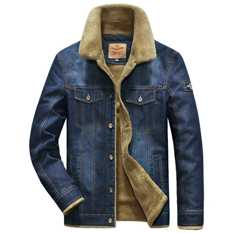 Comfortable Fleece Lined Denim Windbreaker Jacket