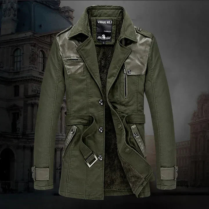 Men's stylish, warm, belted trench coat