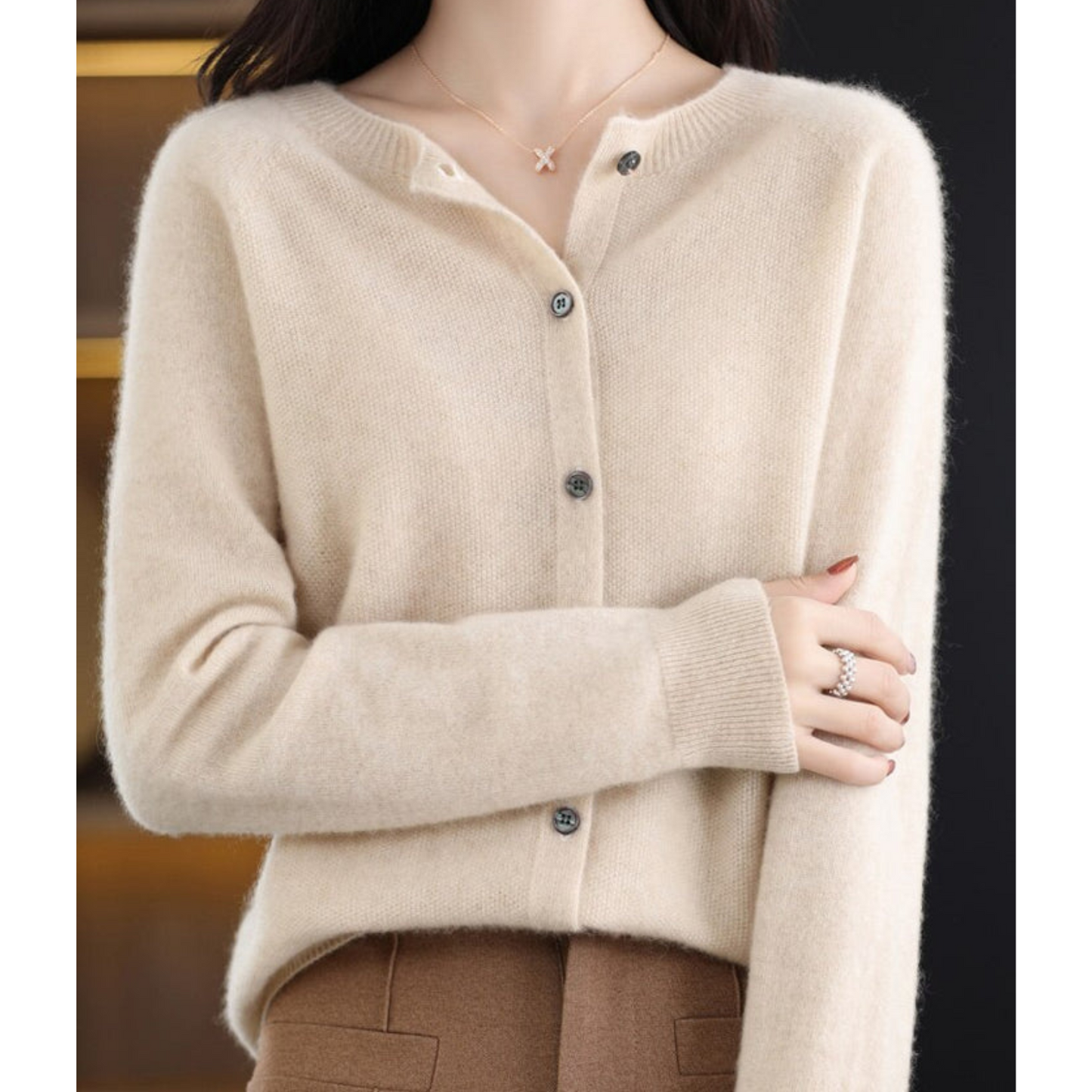 Soft Crew Neck Winter Cardigan Sweater