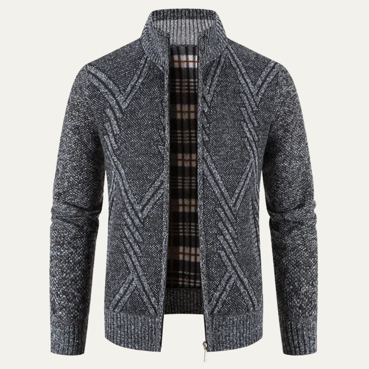 Men’s Diamond Knit Full Zip Cardigan Jacket
