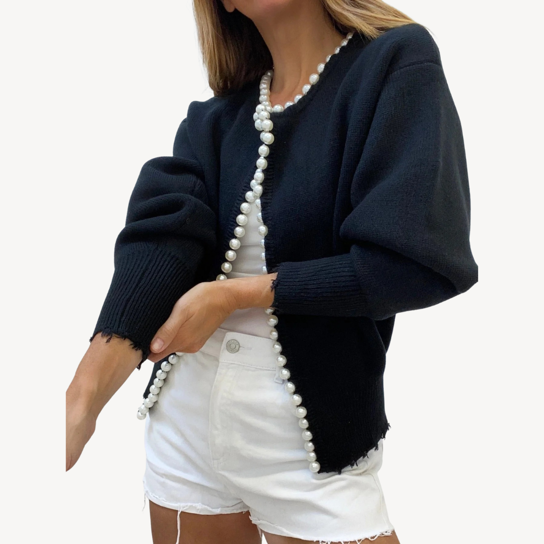 Women’s Knit Cardigan with Pearl Trim
