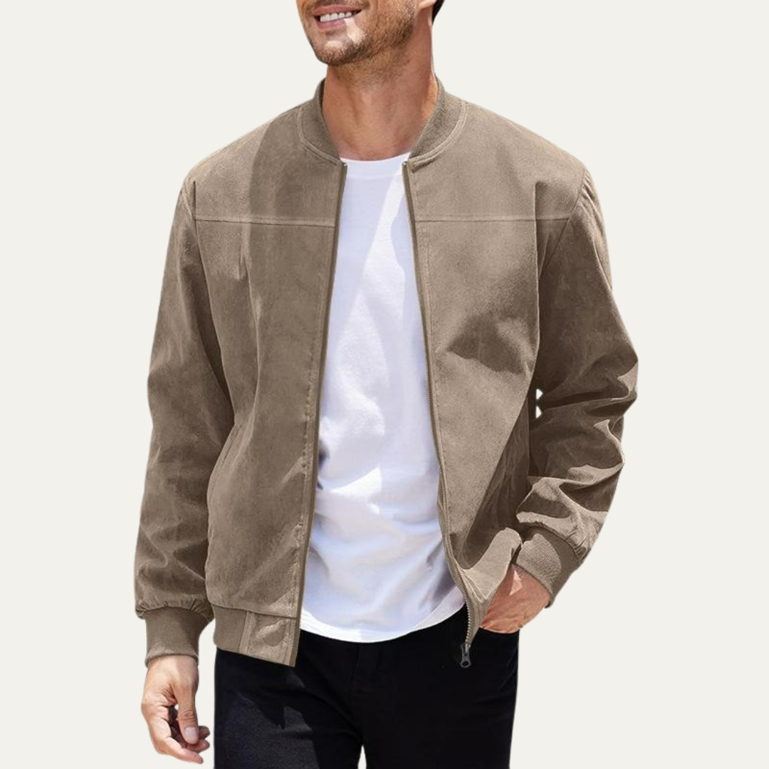 Men’s Textured Zip Up Casual Bomber Jacket