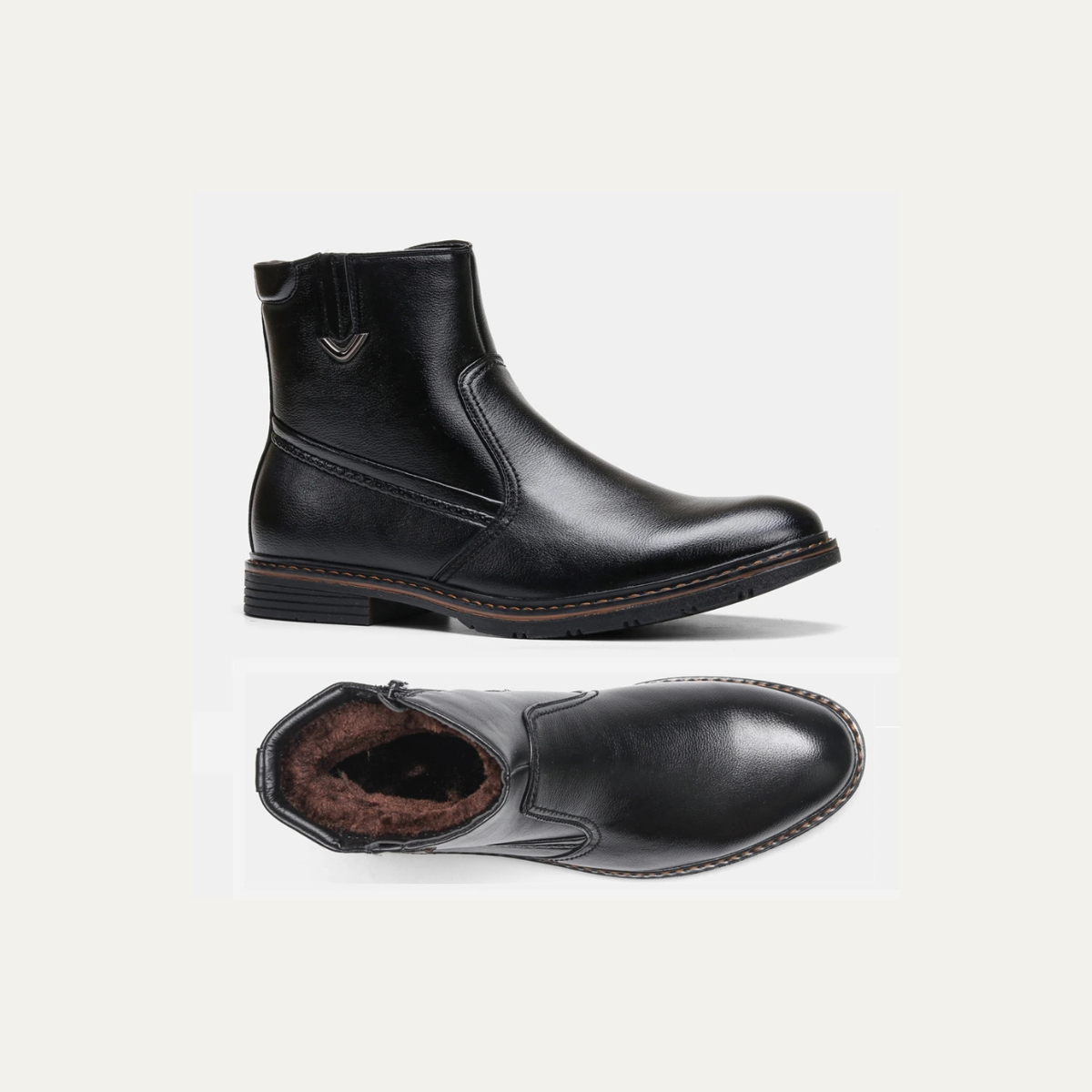 The Catanzaro Men’s Warm Fur Line Winter Leather Ankle Boots
