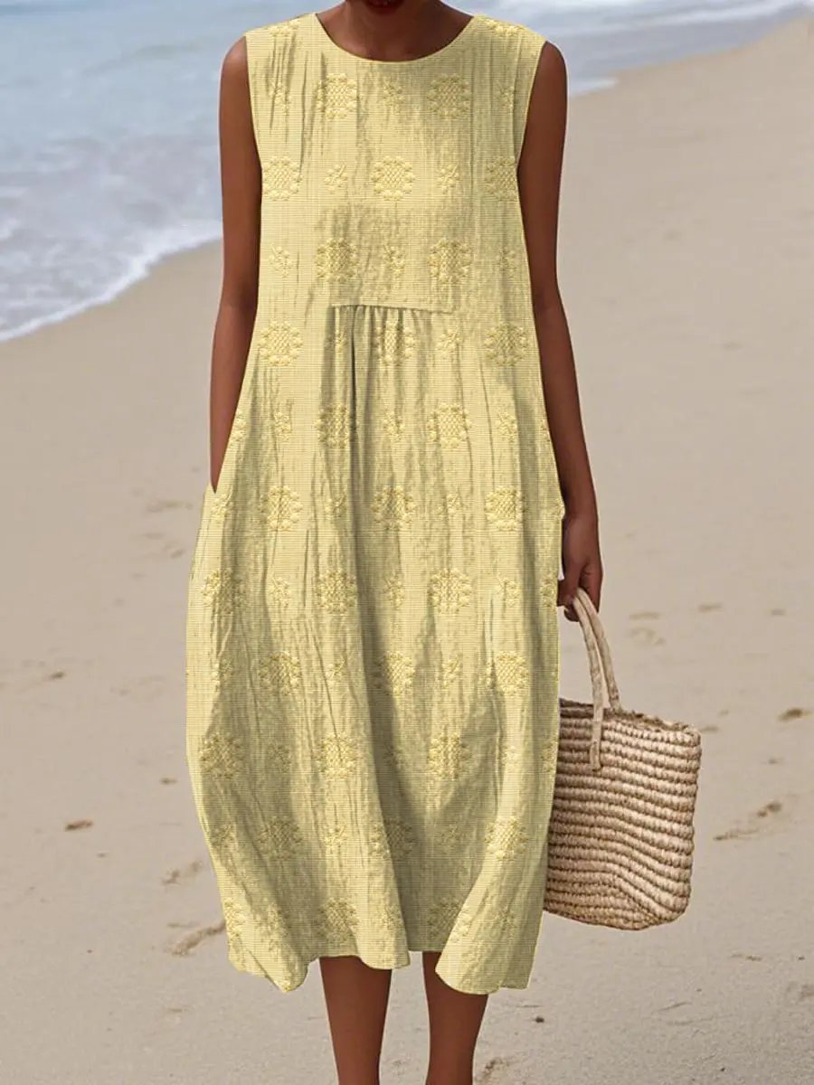 Aikaterini | Elegant Sleeveless Cotton Pocket Dress