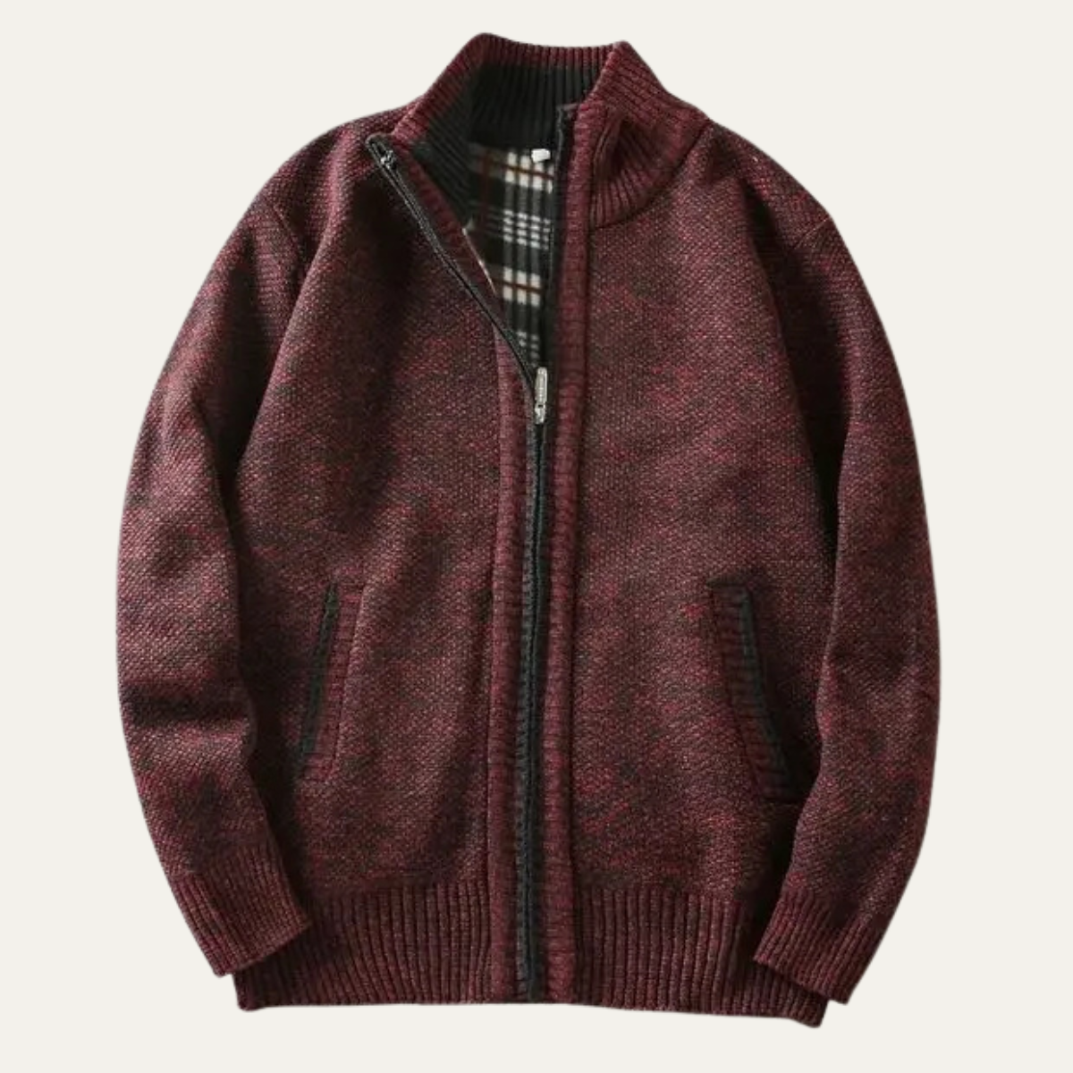 Men’s Mottled Chunky Knit Full Zip Cardigan