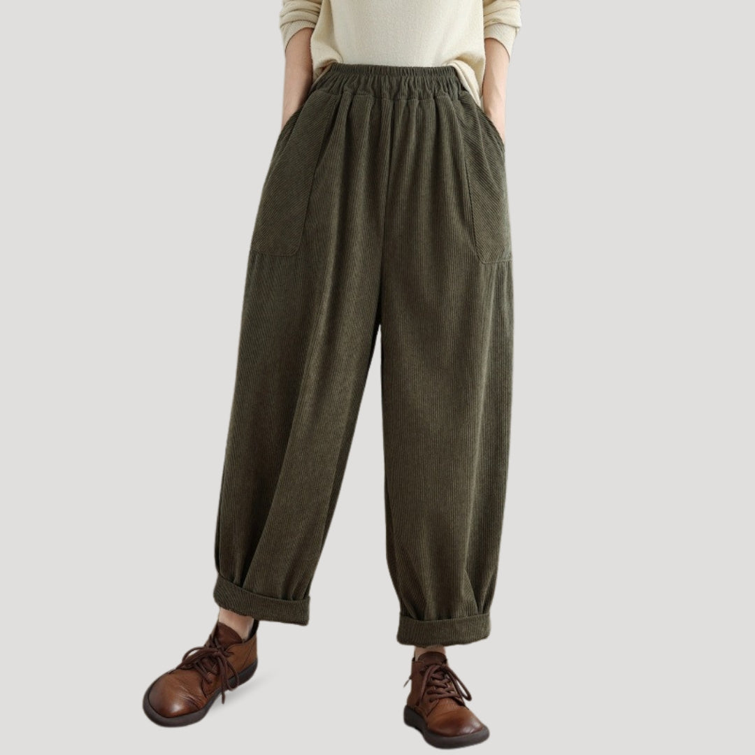 Comfortable High Waist Corduroy Wide Leg Pants