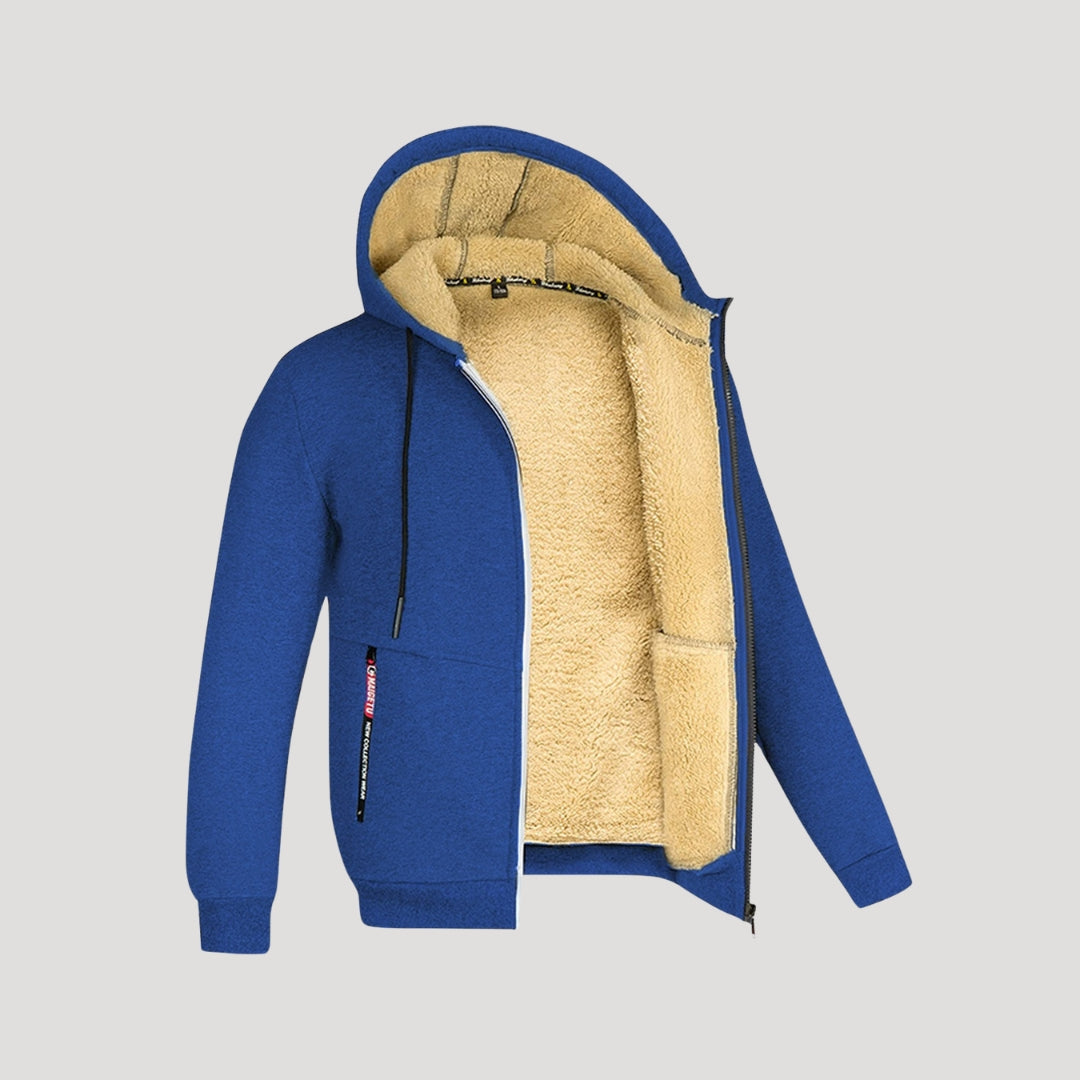 Men's Thick Fleece Lined Zip Up Hoodie