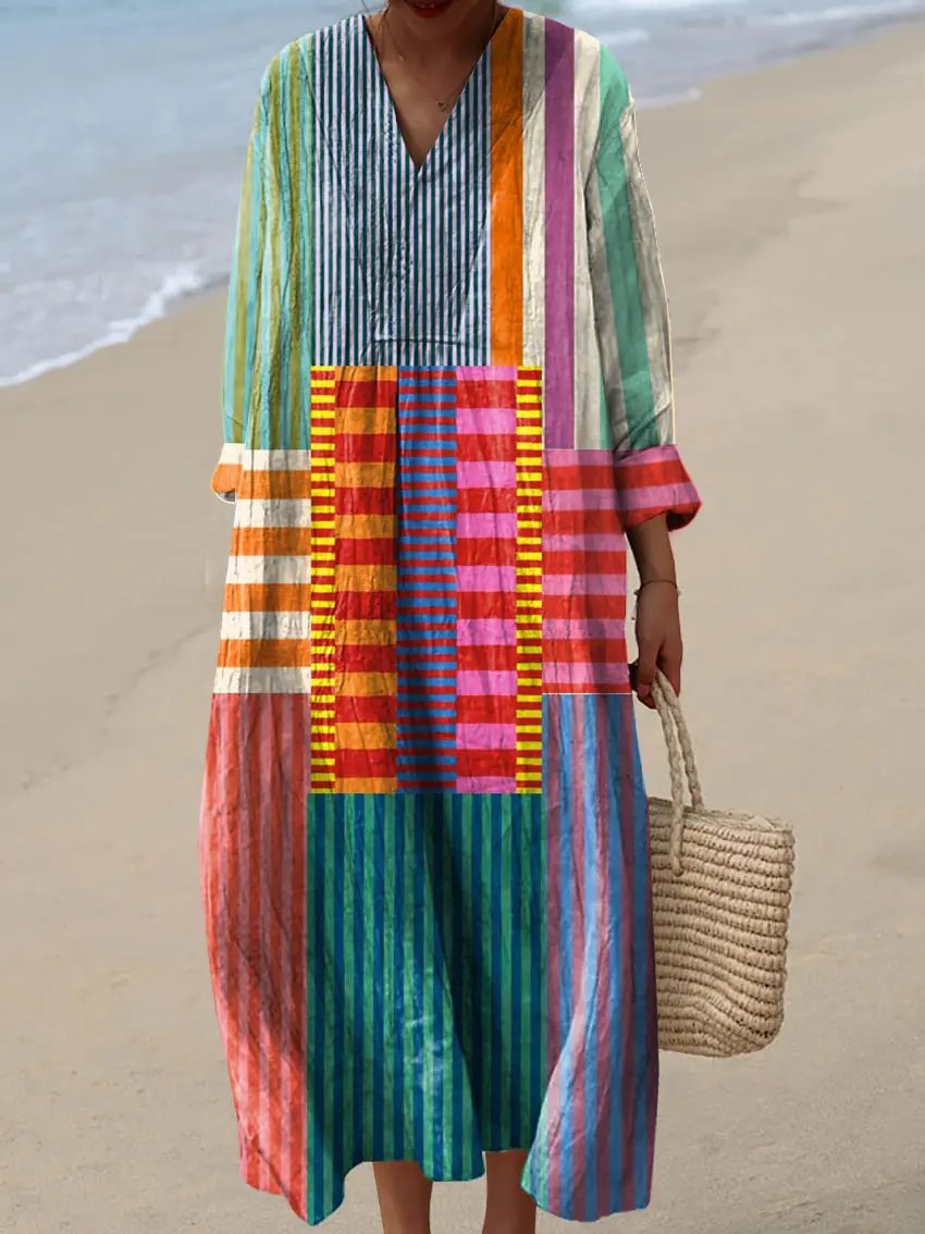 Suzanne | Women's Vintage Geometric Pattern Art Print Dress