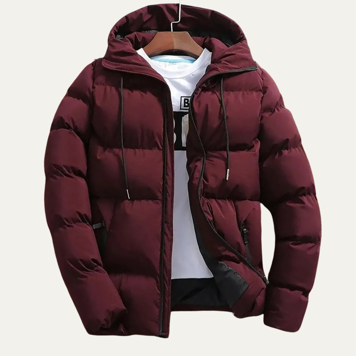 Men’s Warm Winter Quilted Hooded Puffer Jacket