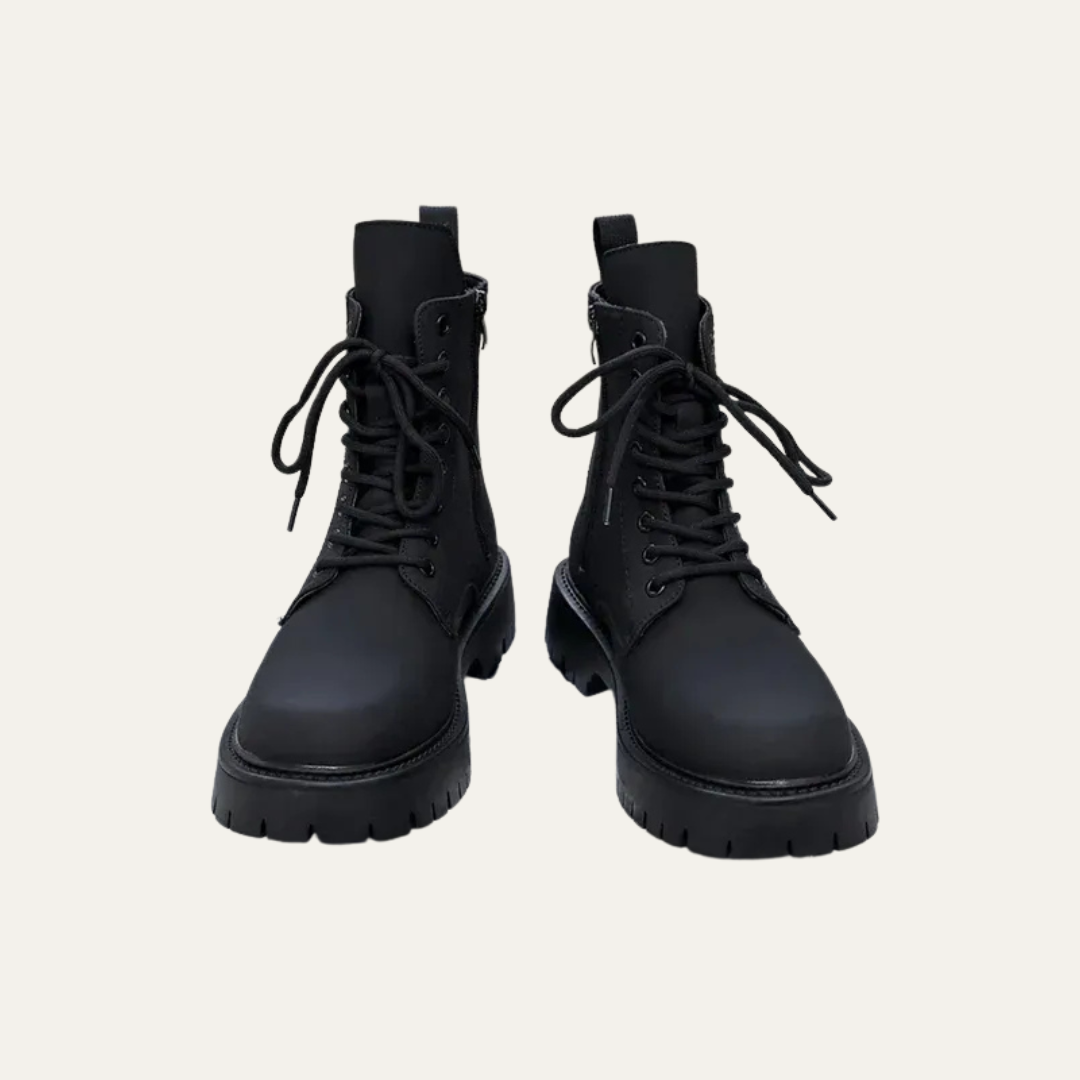 Men’s High Shine Cap Toe Combat Ankle Boots
