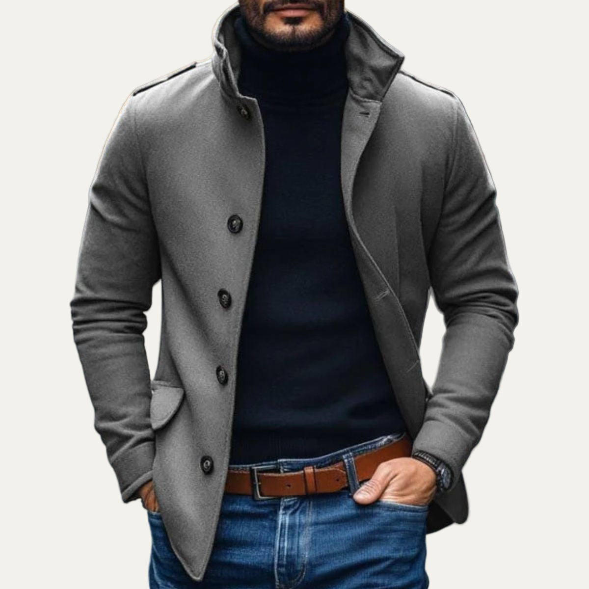 Men’s Minimalist Single Breasted Topcoat