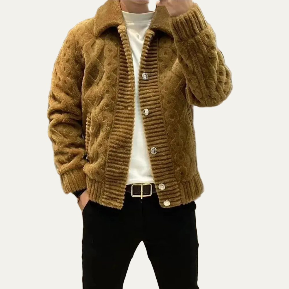 Men’s Plush Cable Knit Jacket