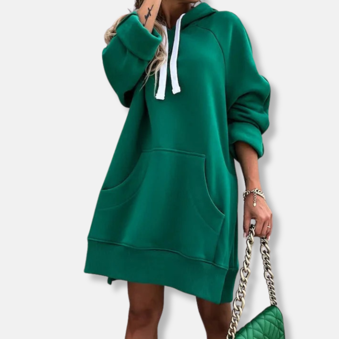 Women’s Hoodie Dress – Oversized Fit – Side Slit – Kangaroo Pocket