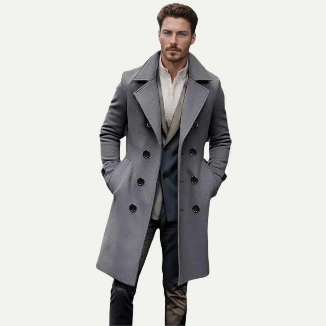 Men’s Classic Wool Double Breasted Long Peacoat