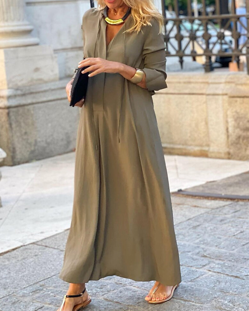 Lightweight Women's Summer Maxi Dress with Long Sleeves - BritishElegance