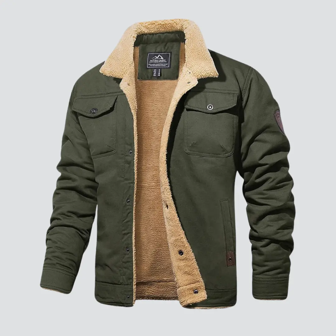 Men’s Sherpa-Lined Jacket | Warm Winter Coat with Classic Collar