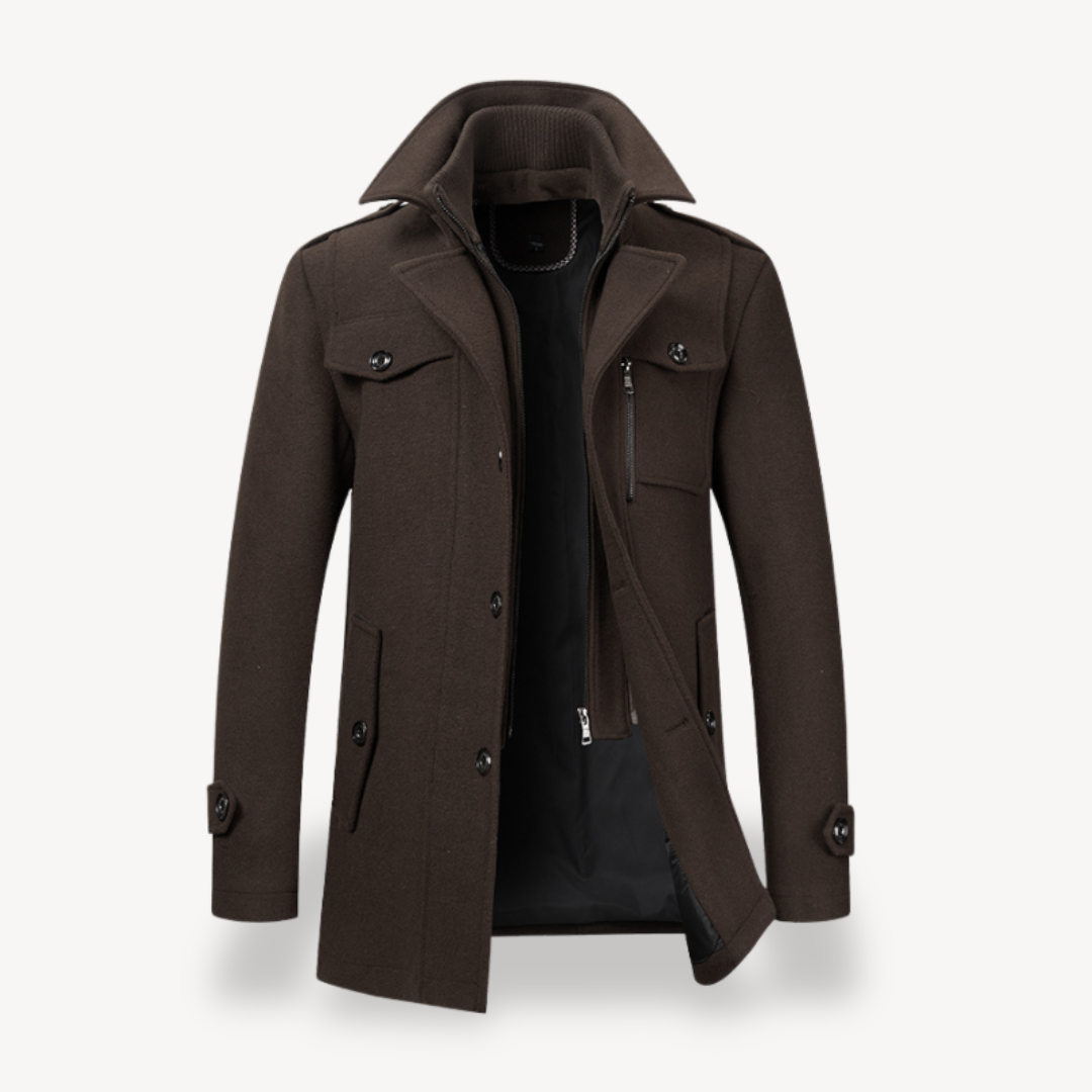 Double-Breasted Wool Blend Coat Men