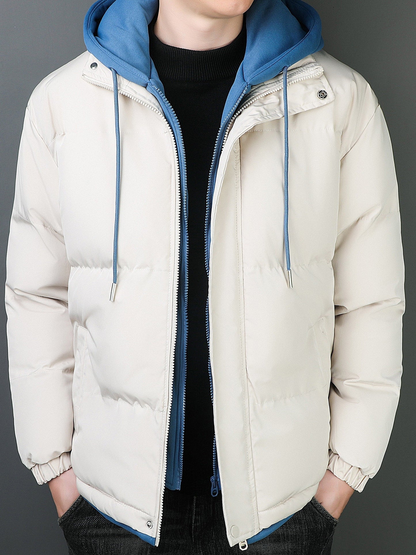 Warm Water Resistant Hooded Puffer Jacket for Men