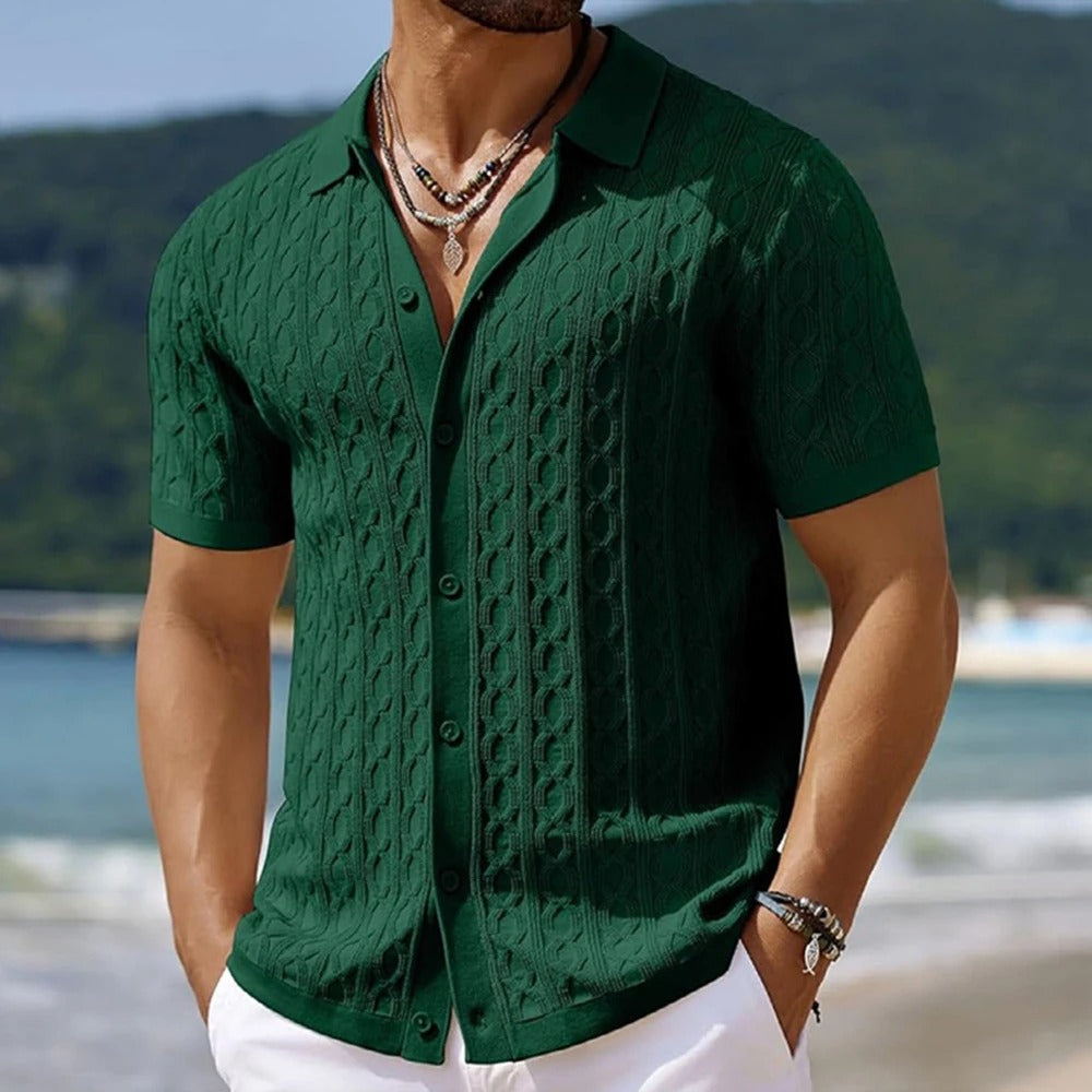 Klassisches Männer Kurzarm Strickhemd