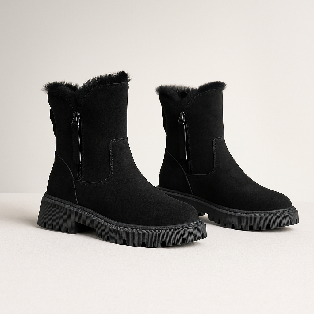 Beatrice Ankle-Length Ankle Boots | Fur Trim Lug Sole Boots