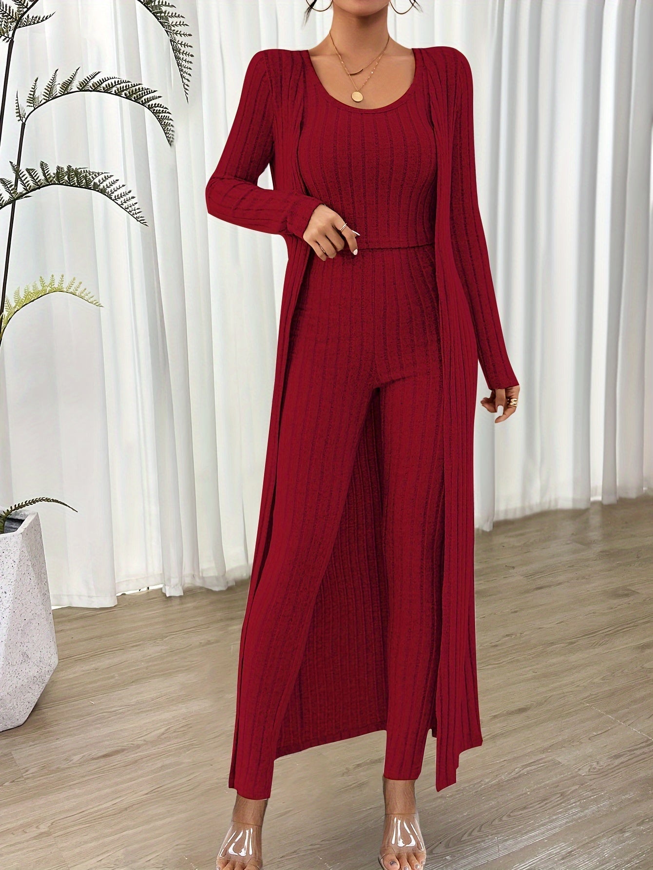 Comfy Women's 2 Piece Crop Top and High Waist Pants Set