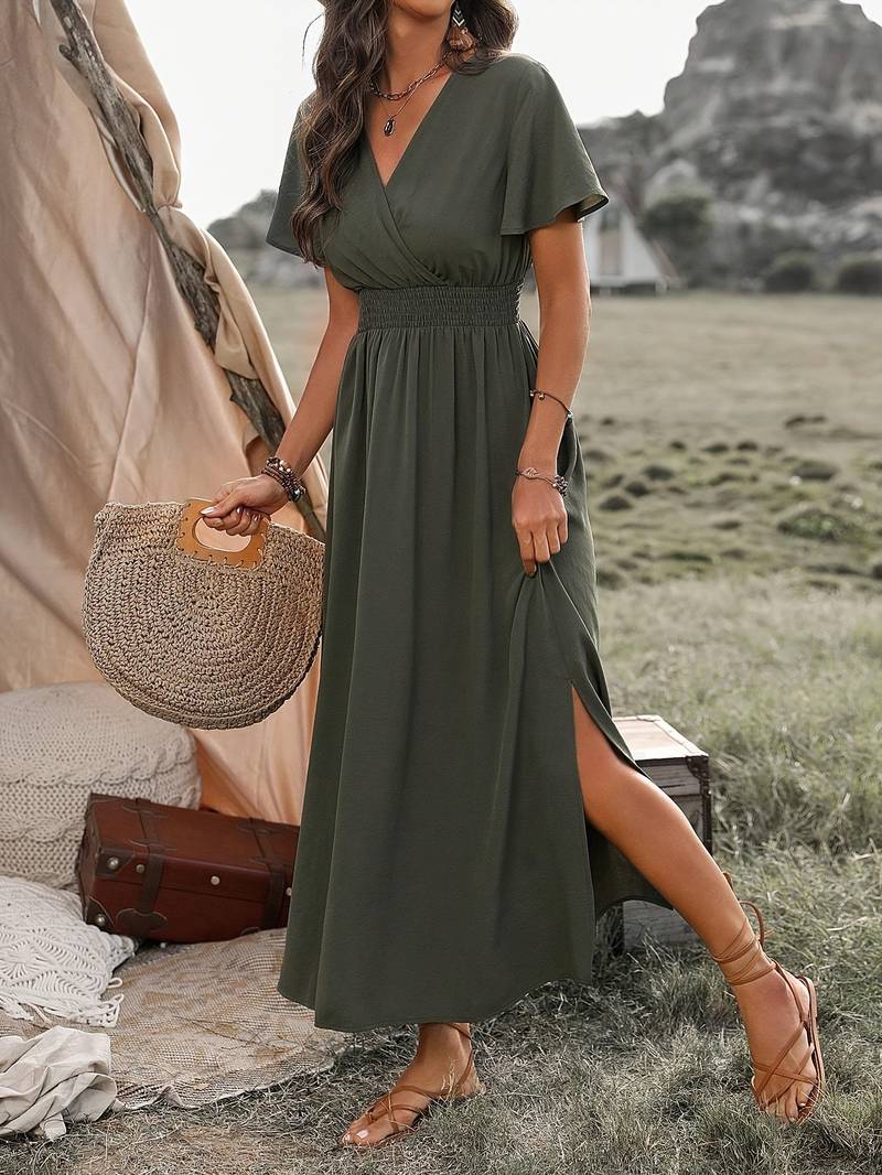 Women's Lightweight V-Neck Summer Maxi Dress - BritishElegance
