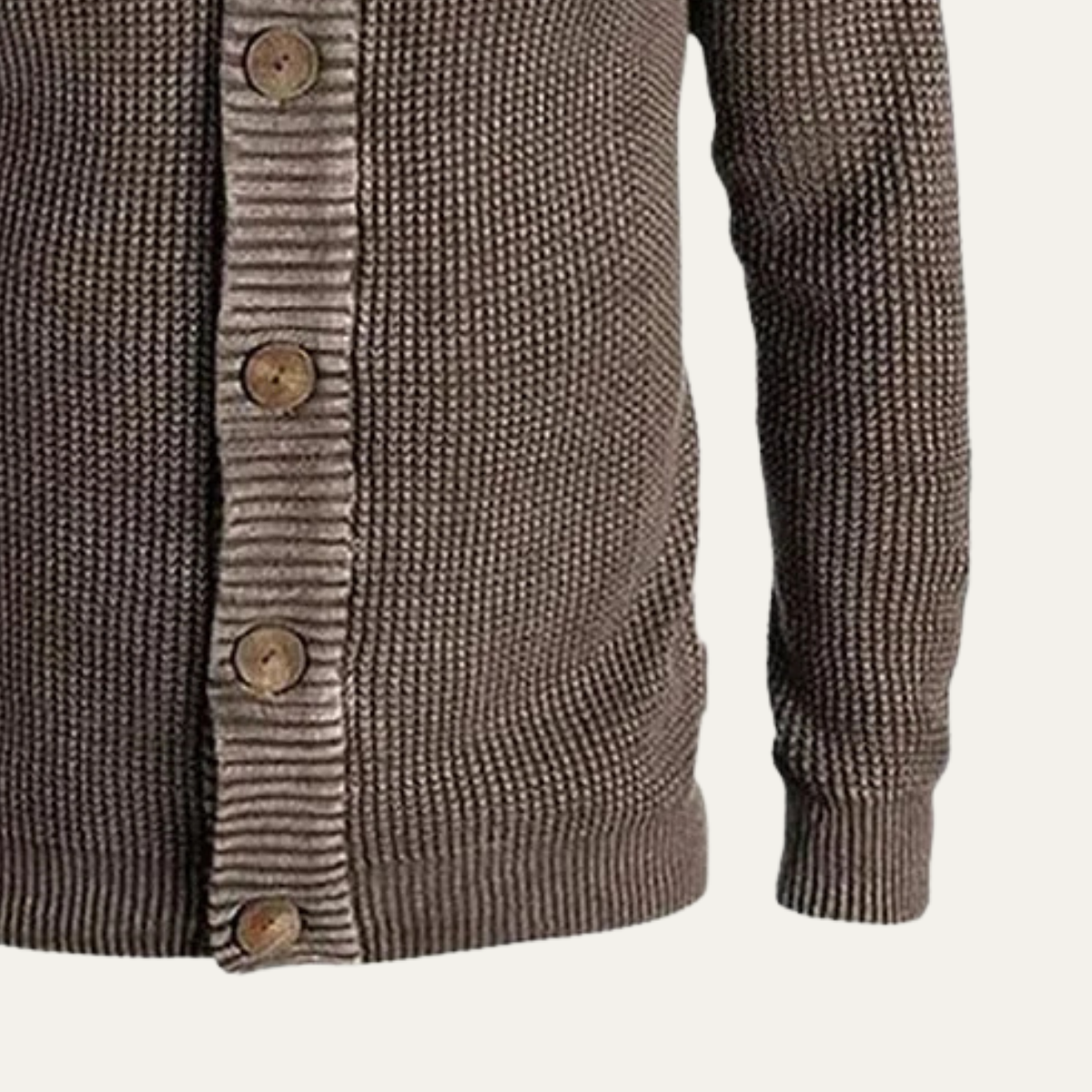 Men’s Chunky Waffle Knit Cardigan with Stand Collar