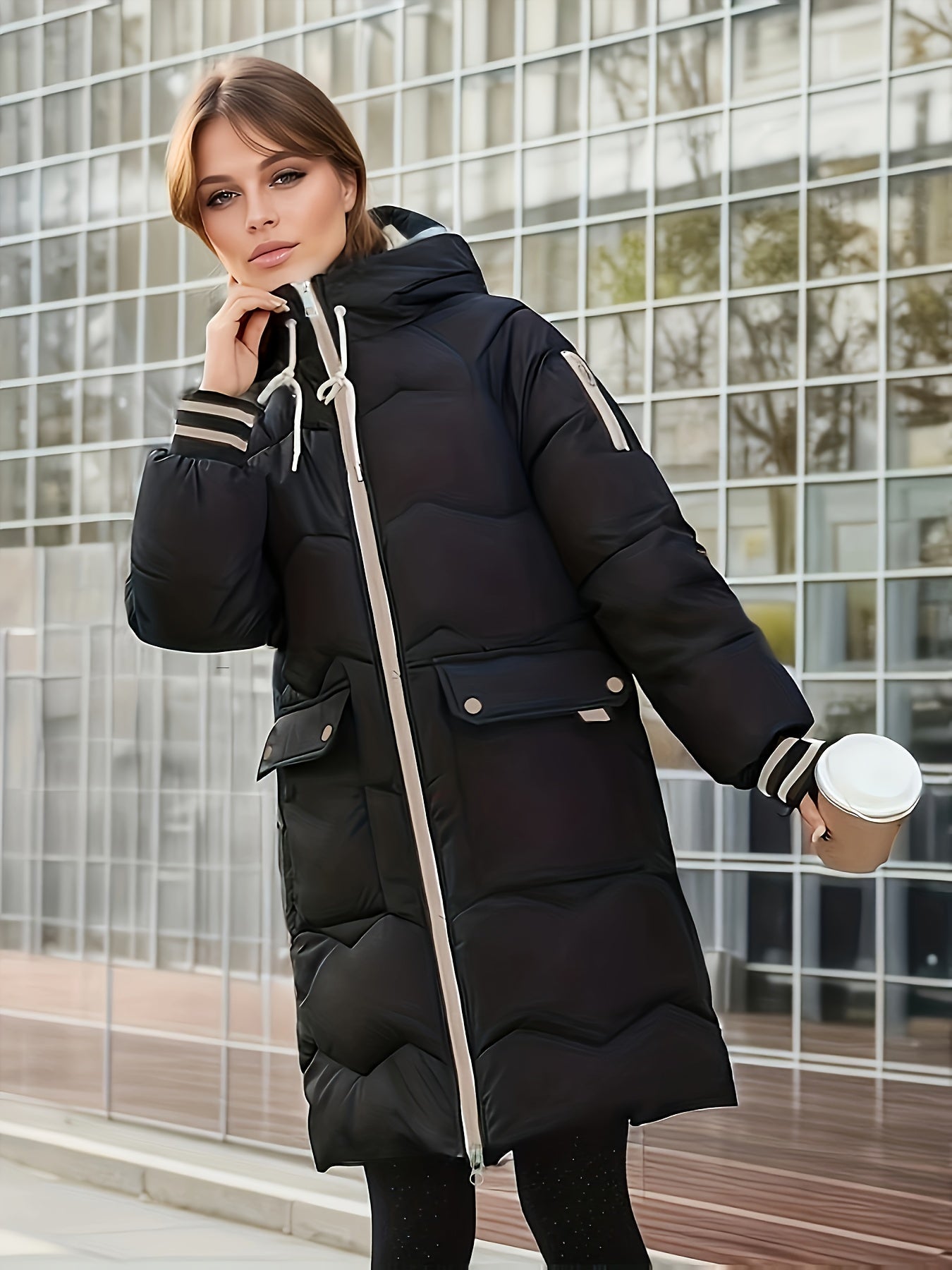 Warm Women's Parka Coat With Pockets