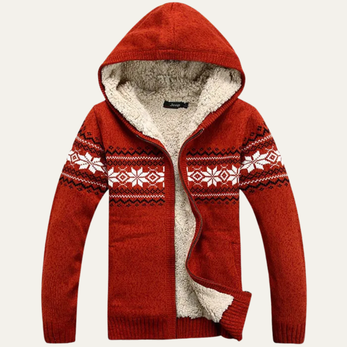 Men’s Nordic Hooded Sherpa Lined Zip Cardigan