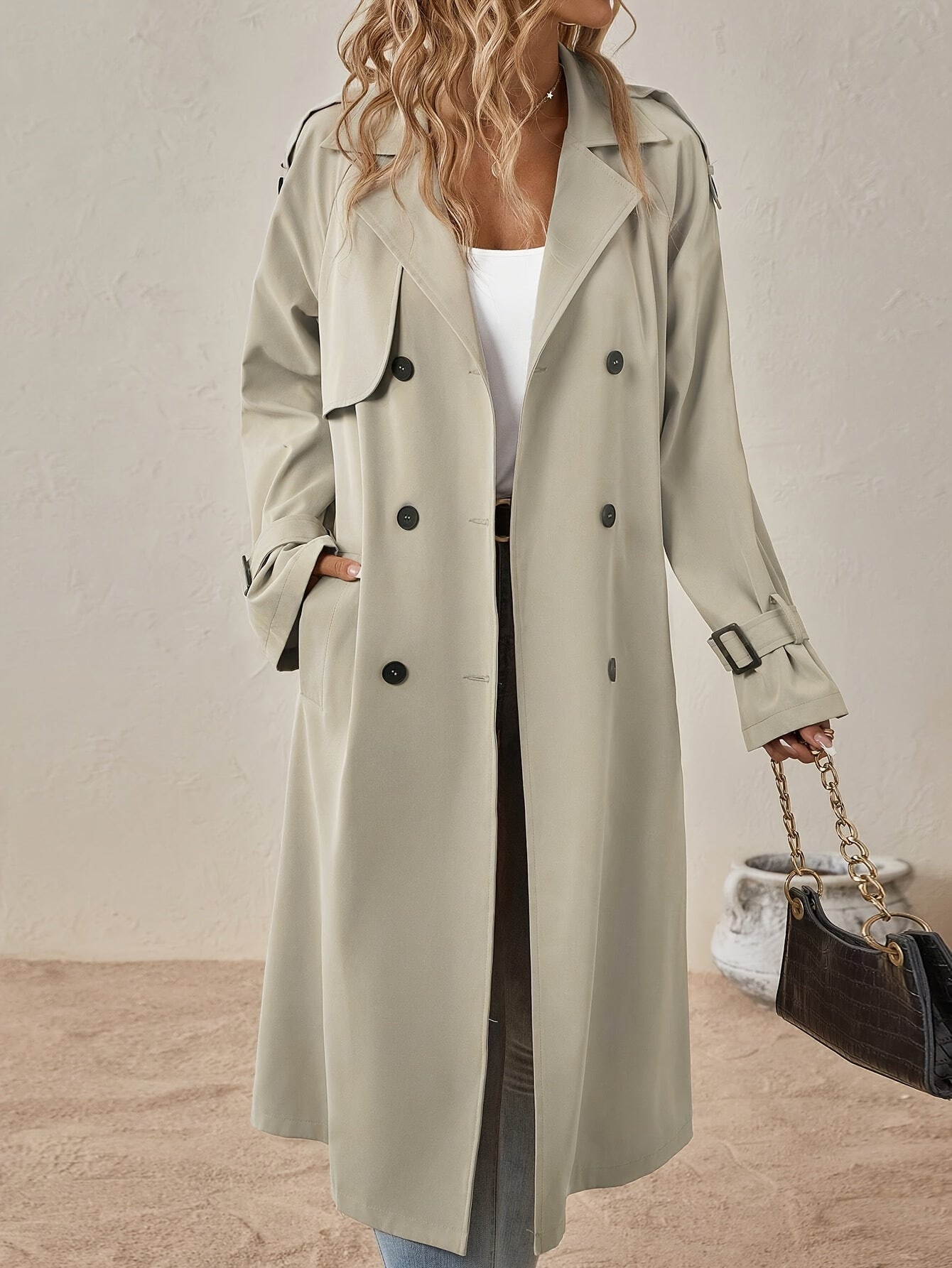 Rovanni – Women’s Long Double-Breasted Trench Coat