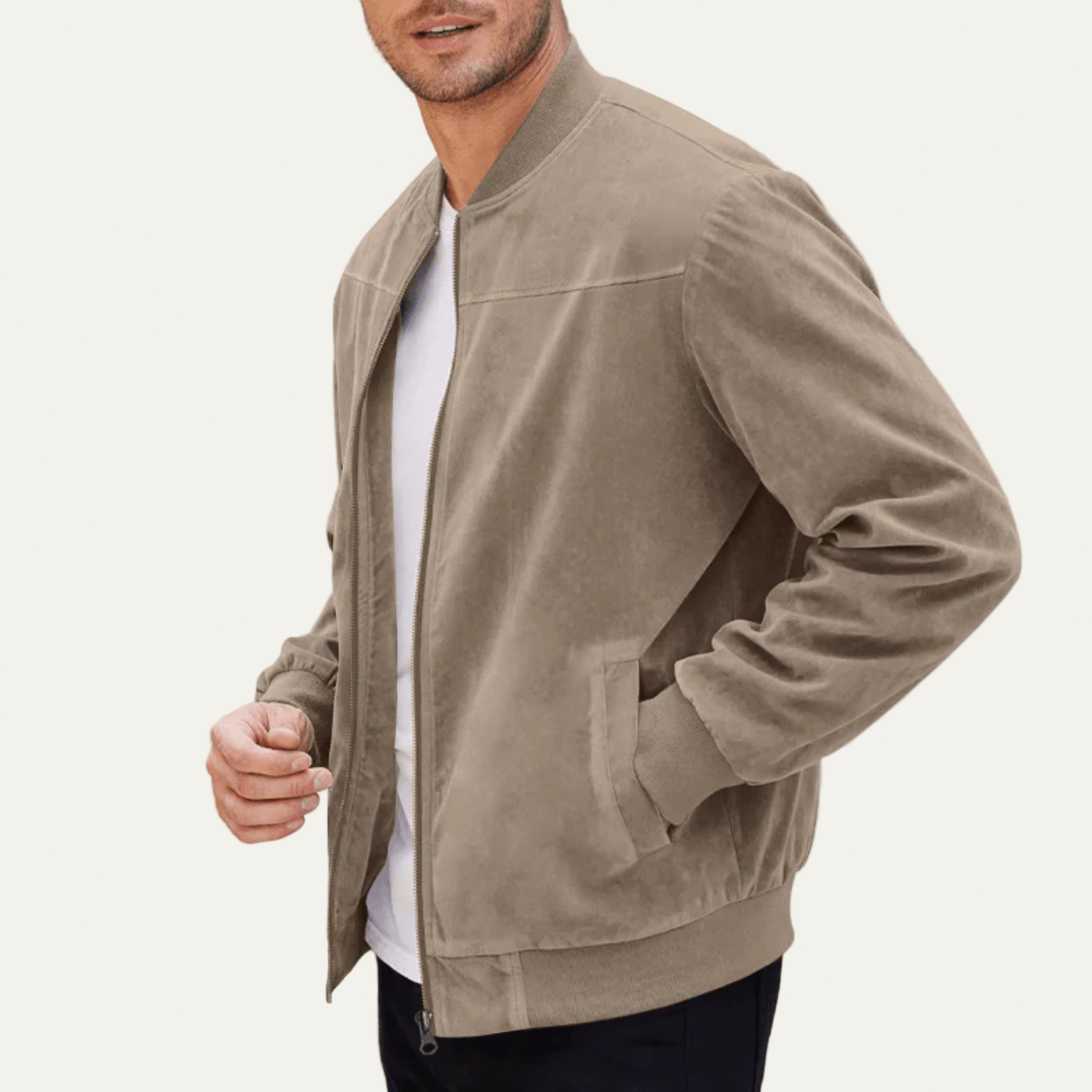 Men’s Suede Look Bomber Jacket