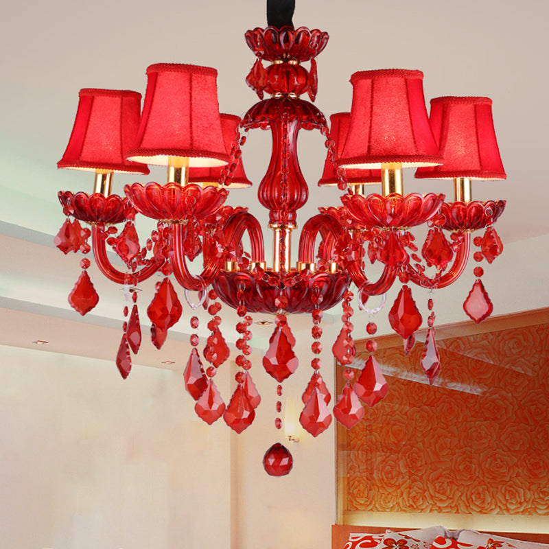 Luxury Red Crystal Ceiling Chandelier