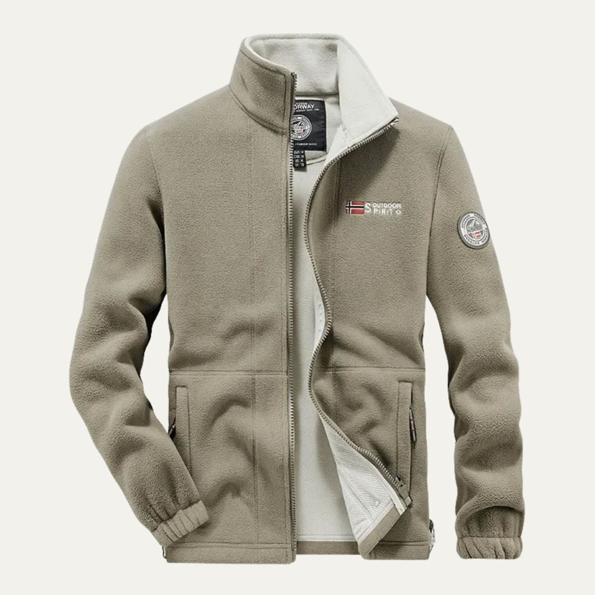 Men’s Textured Fleece High Collar Zip Jacket