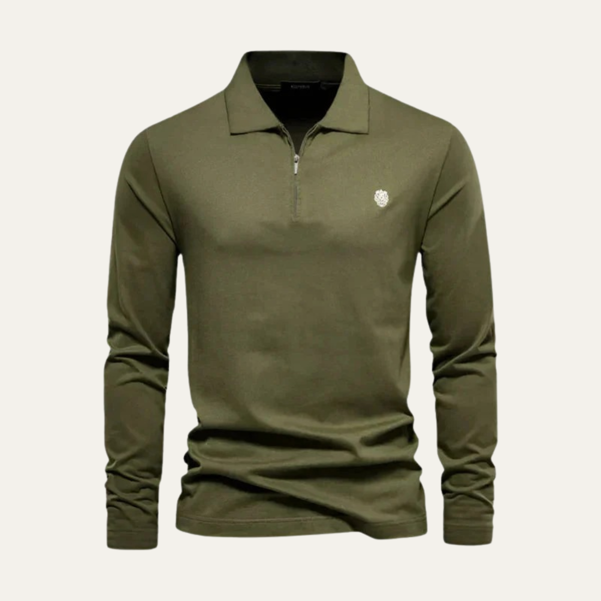 The Cardiff Men's Long Sleeve Cotton Quarter Zip Polo Shirt