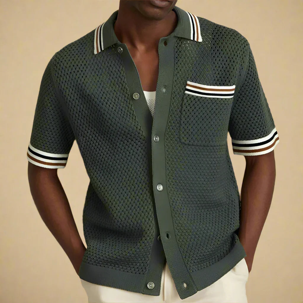 Men's Capri Knitted Short Sleeve Shirt For Summer