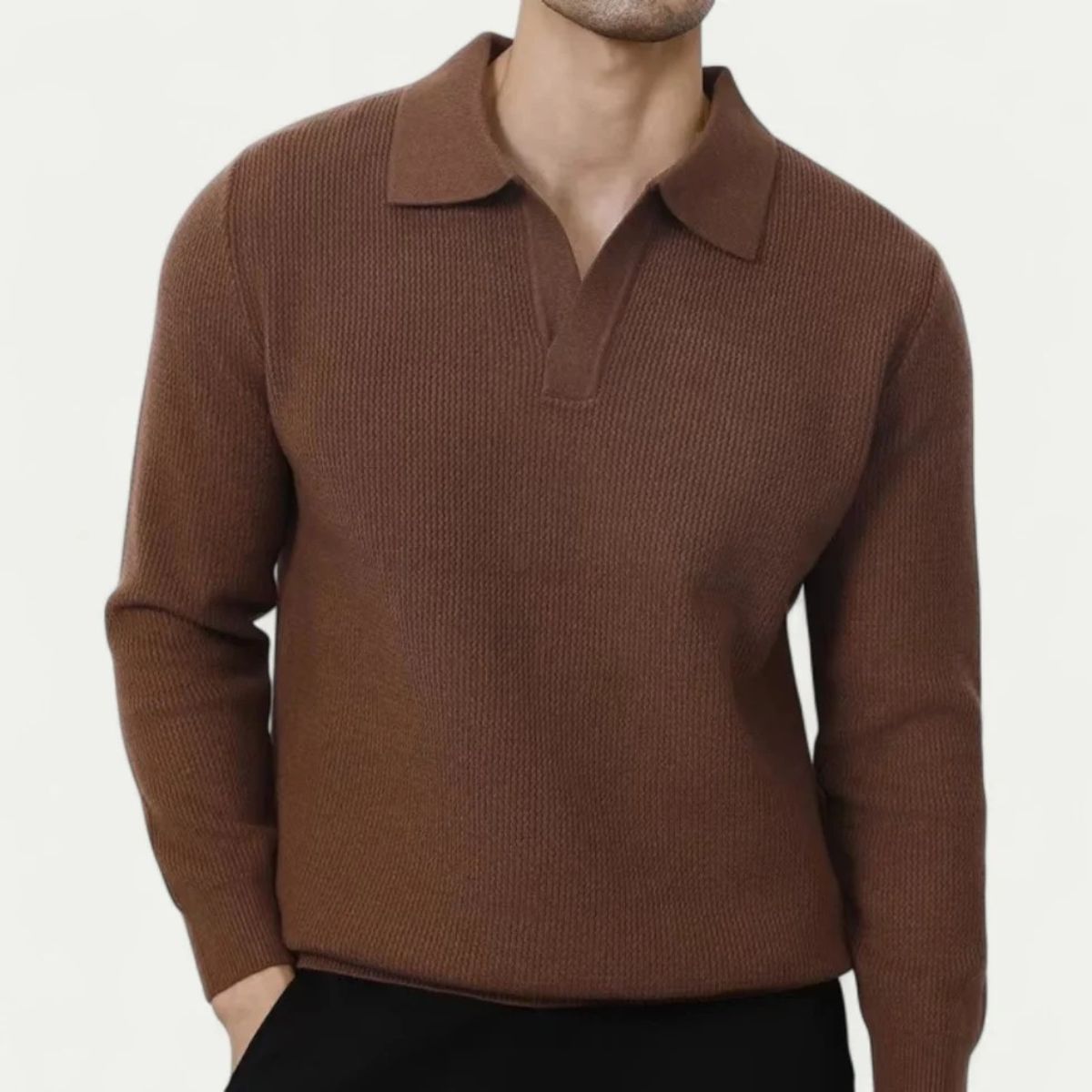 Men’s Ribbed Polo Knit Sweater