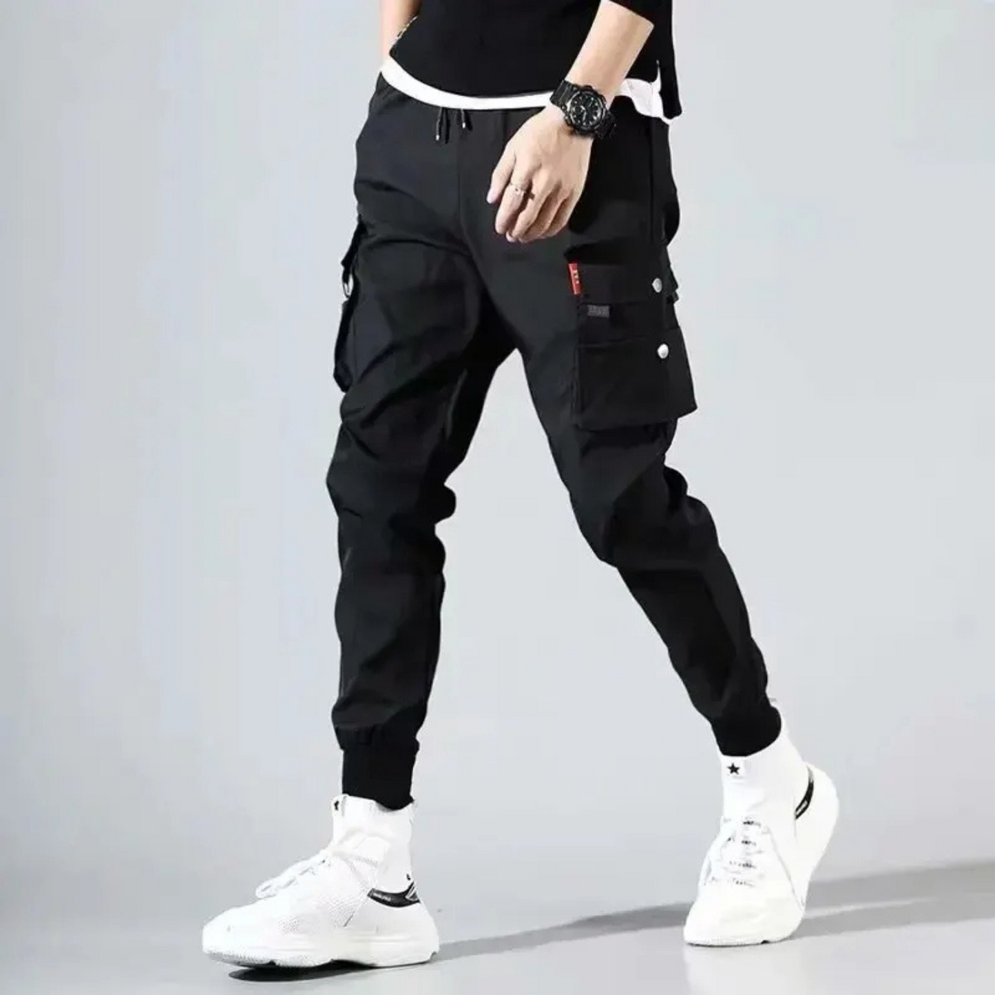 Relaxed Fit Cargo Pants with Elastic Waist