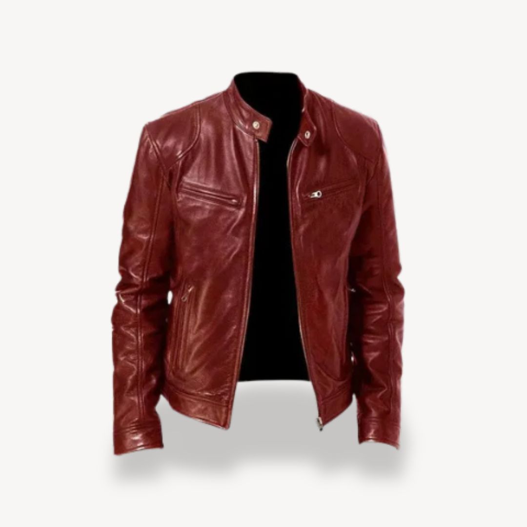 Men's Leather Zip-up Biker Jacket
