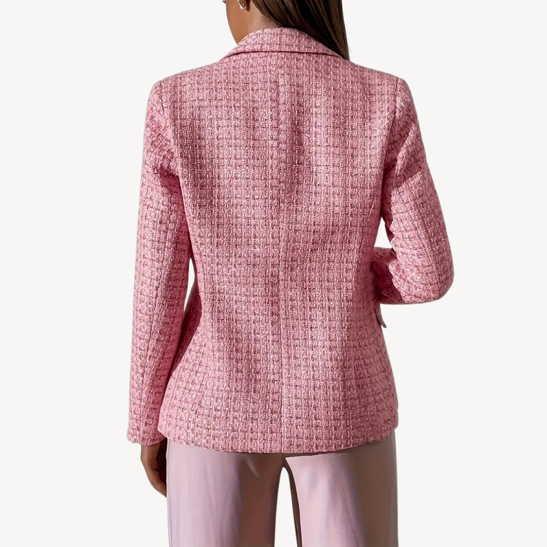 Plus Size Women's Double-Breasted Tweed Blazer