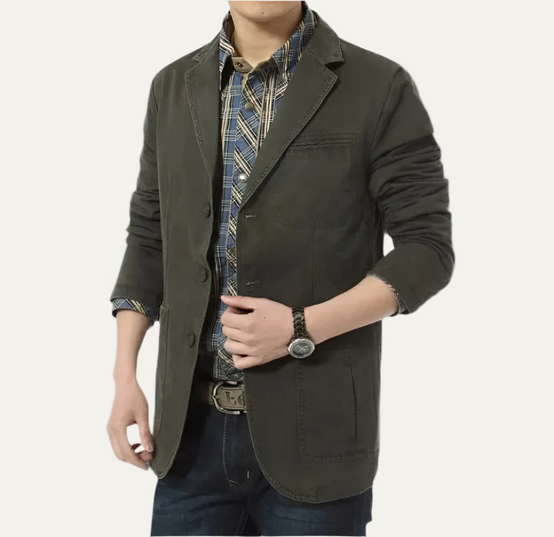Men’s Casual Cotton Blazer with Notch Lapel