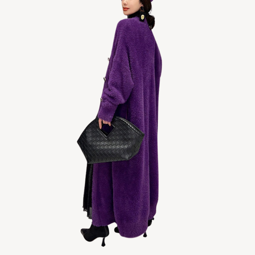 Women’s Long Purple Fuzzy Coat