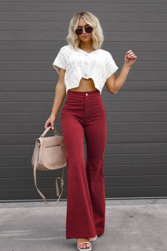 Classic Wide Leg Velvet Women's Trousers