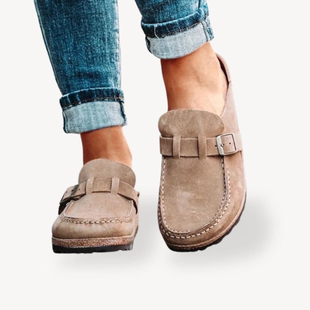 Women's Orthopedic Suede Comfort Buckle Slip-On Clogs