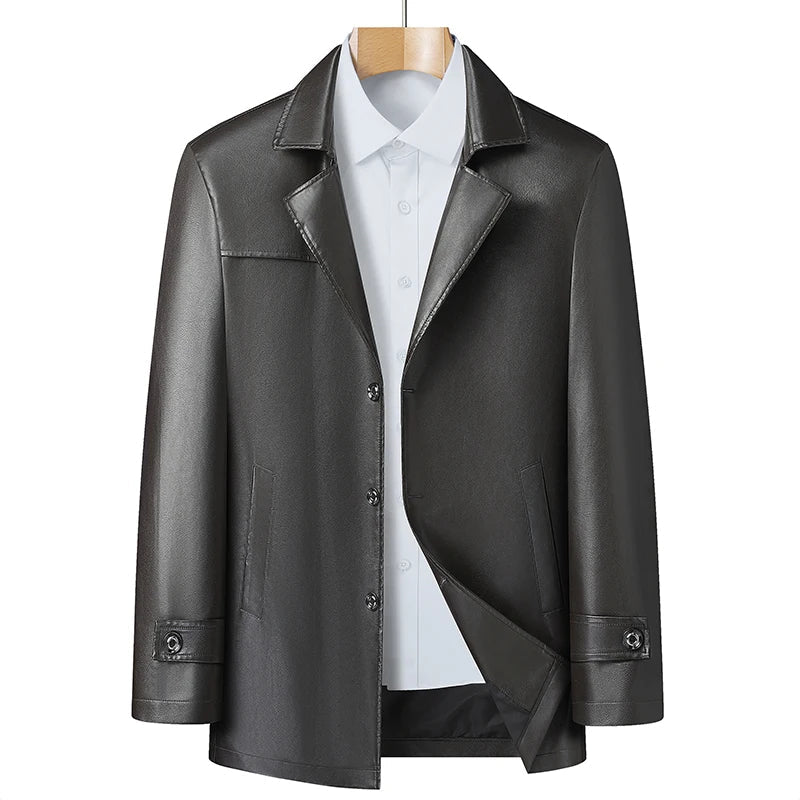 Luxury Faux Leather Trench Coat