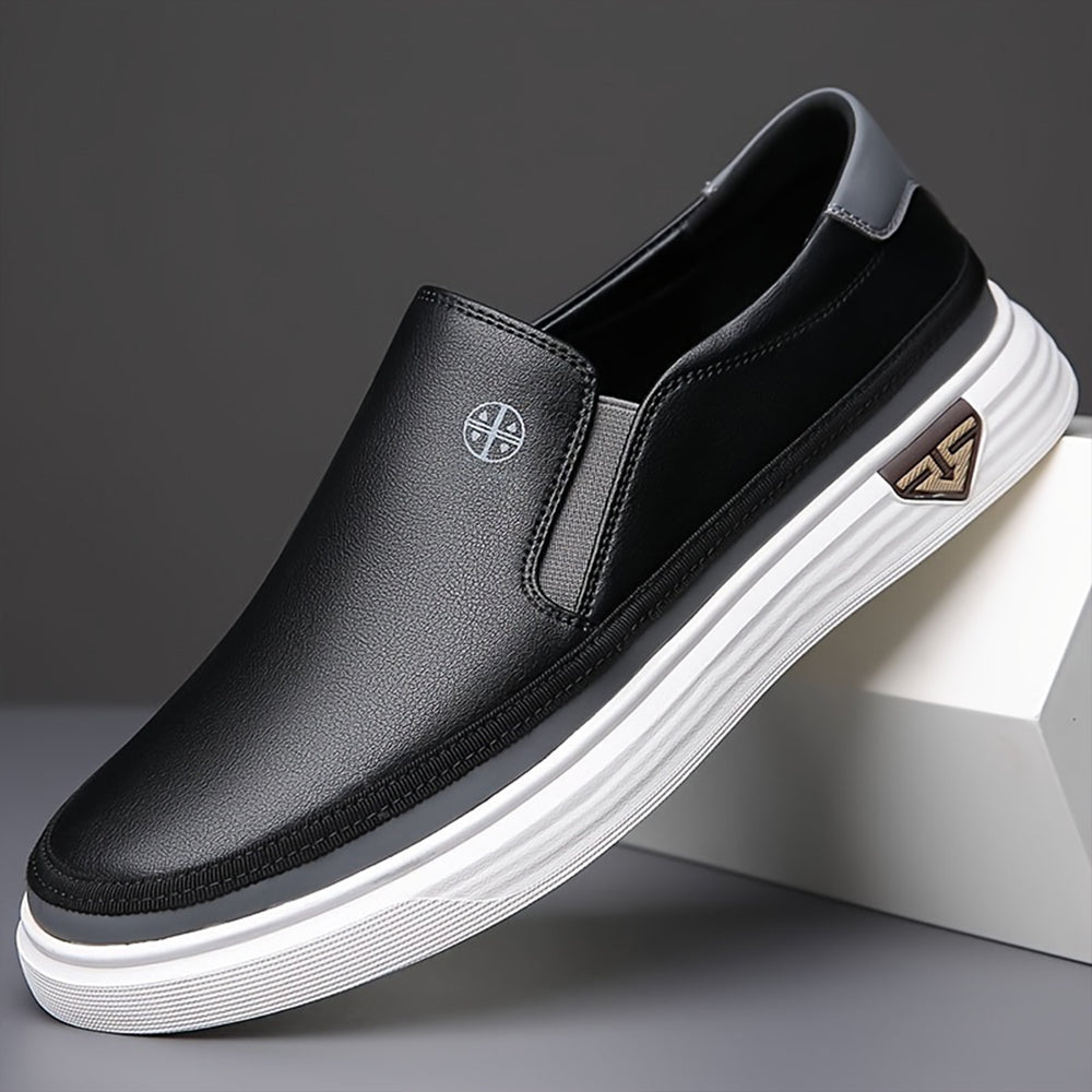 Jackson | Men’s Slip-On Loafers – White Casual Leather Sneakers