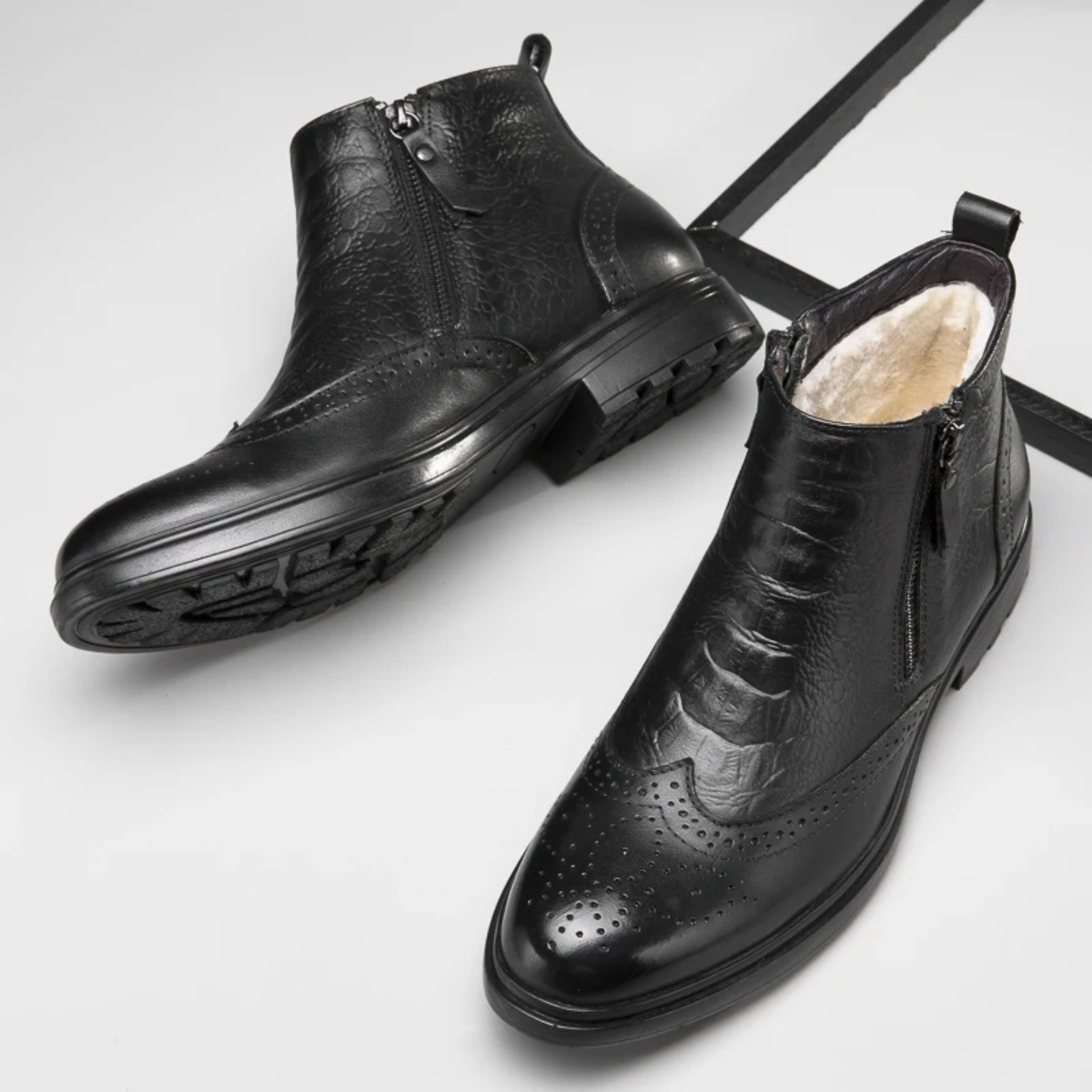 The Westminster Men’s Plush Lined Zip Up Leather Winter Ankle Boots