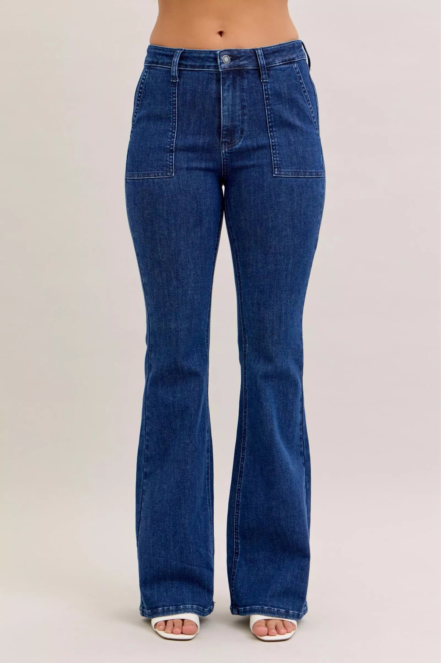 Classic High Waist Wide Leg Jeans with Pocket Details - BritishElegance