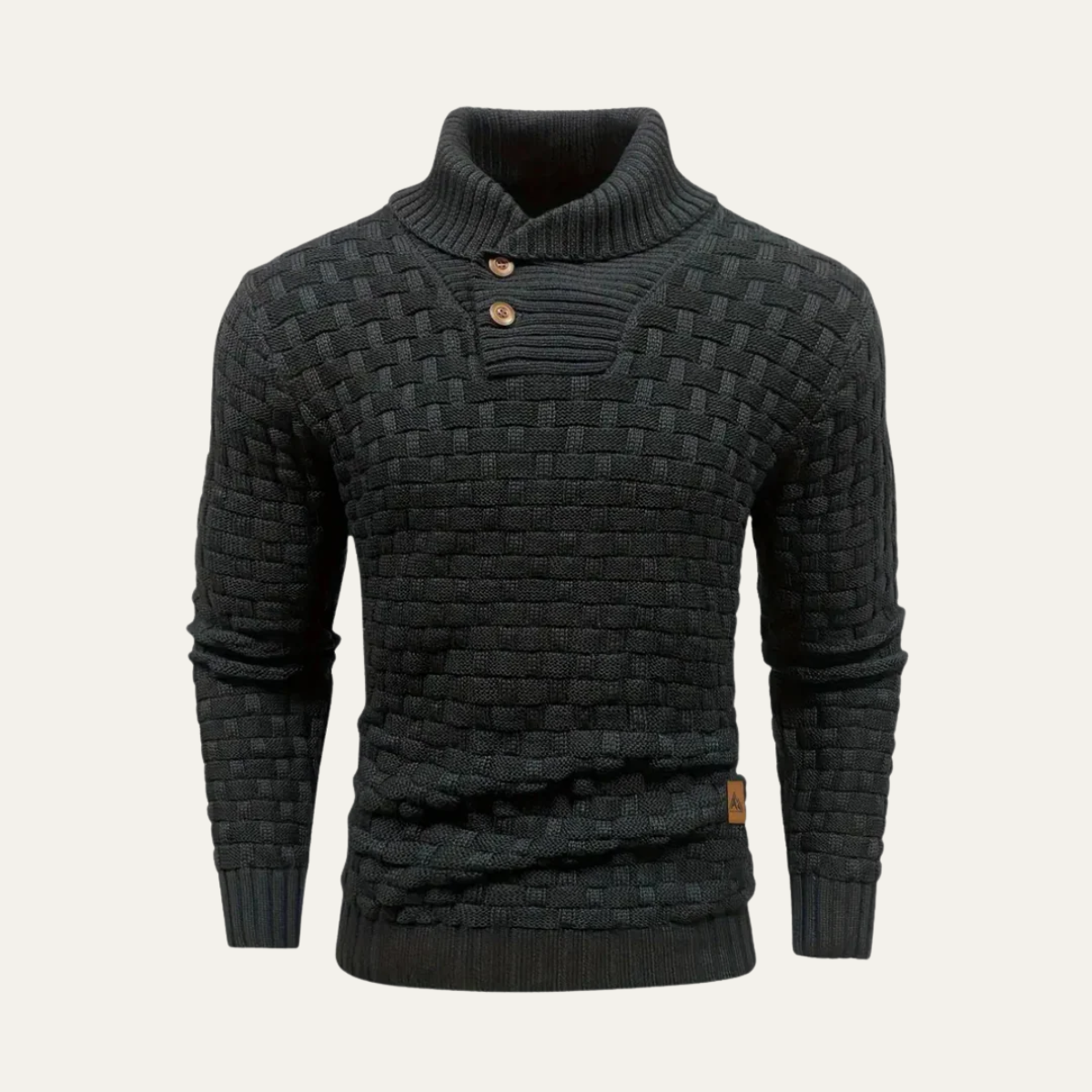 Men’s Textured Basketweave Shawl Collar Knit Sweater