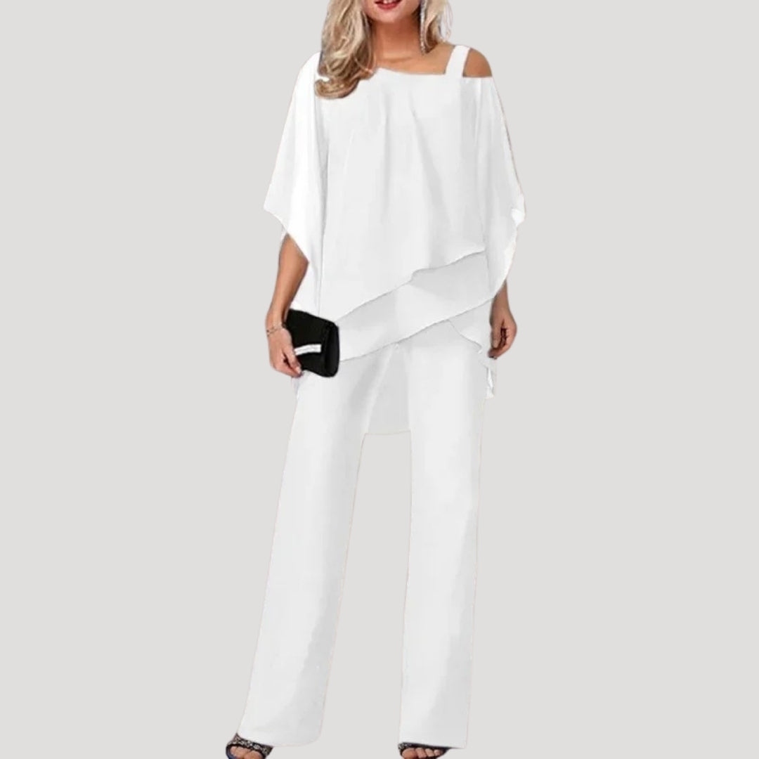 Elegant Two Piece Chiffon Wedding Guest Suit